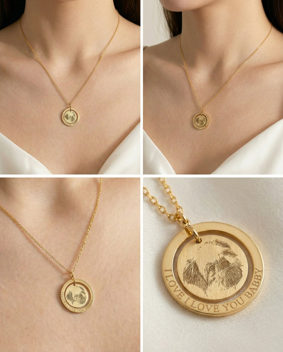Custom Pet Portrait Coin Necklace