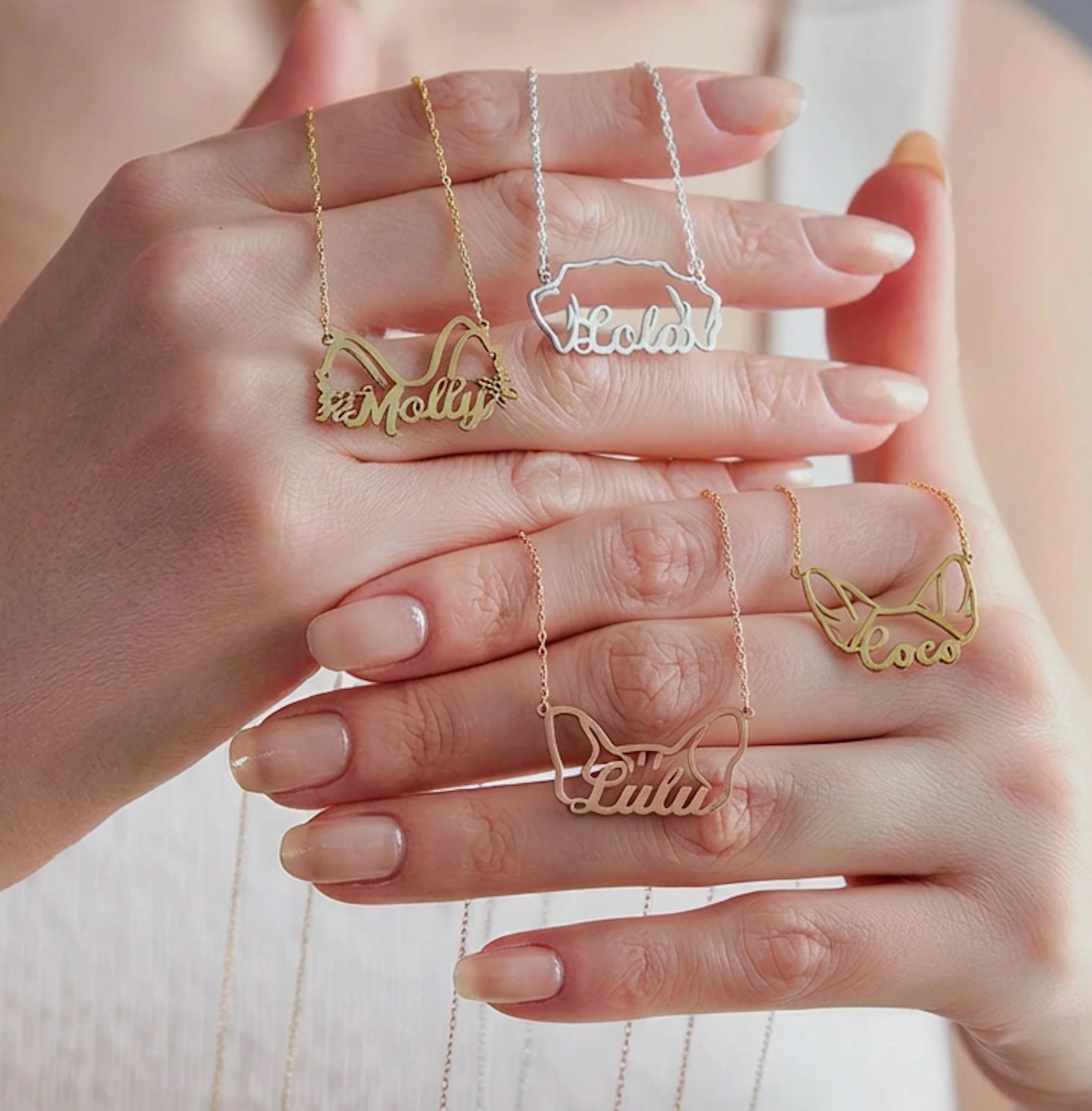 Custom Pet Ear Name Necklace